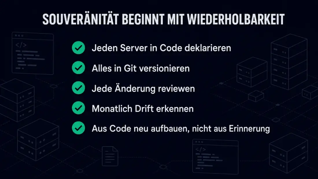 Strategisches Ergebnis: Aus manuellen Schneeflocken-Servern wird eine codierte, reviewbare, wiederholbare Infrastruktur
